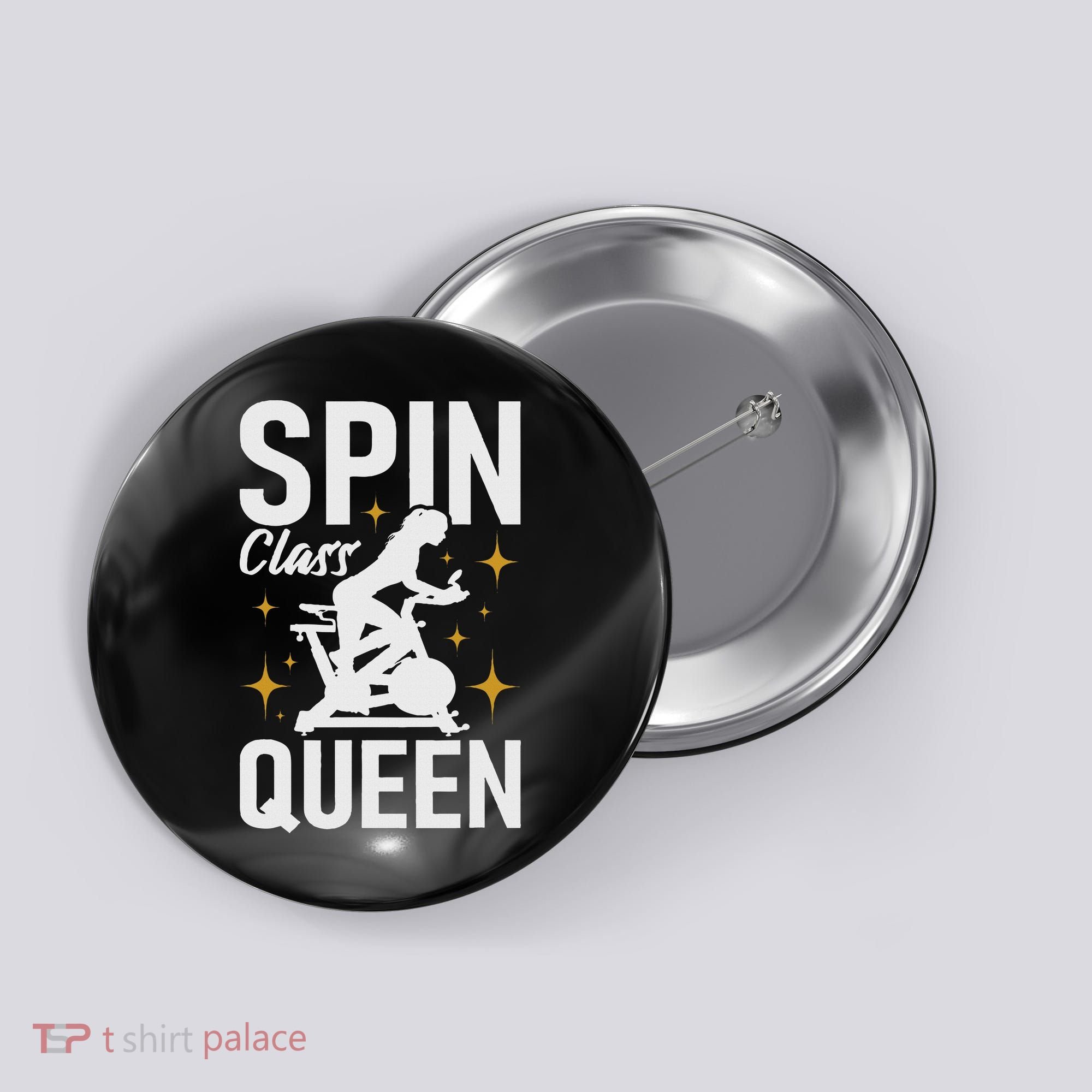 Spin Class Queen Cyclist Lover Indoor Spinning Gym Fitness Button