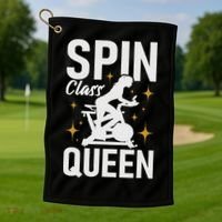 Spin Class Queen Cyclist Lover Indoor Spinning Gym Fitness Golf Towel thumb 1
