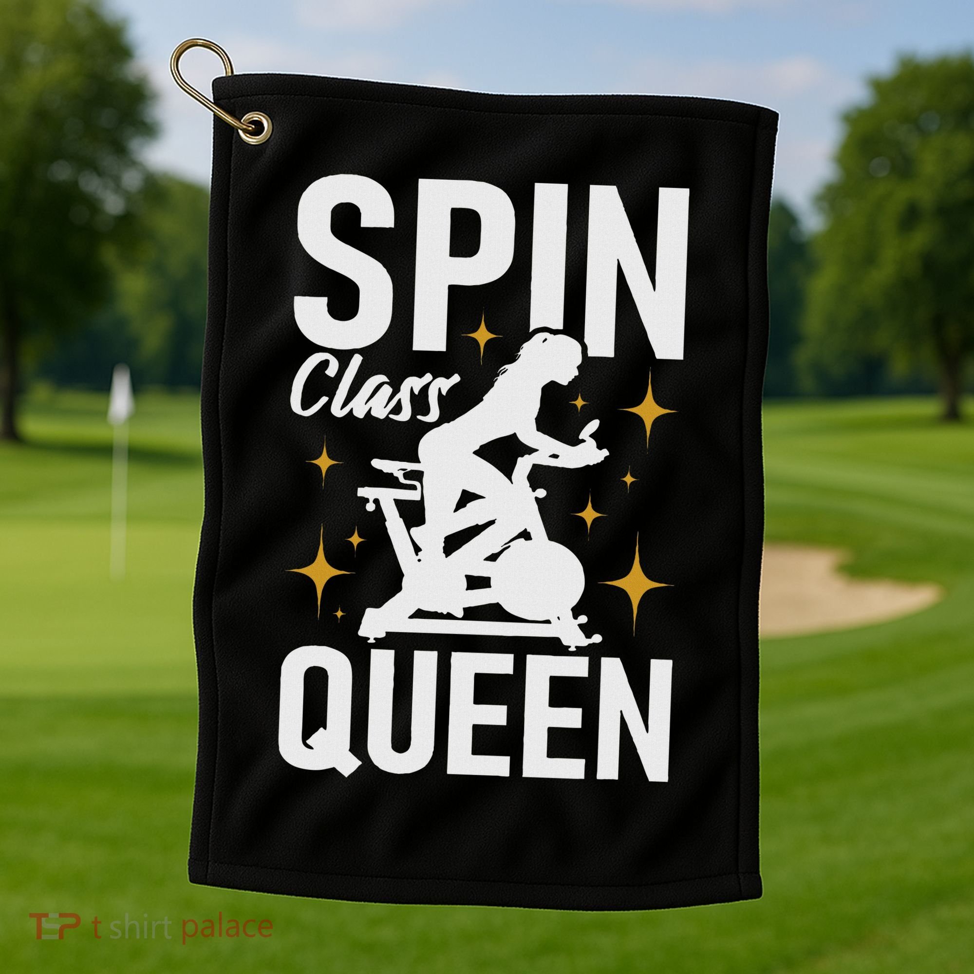 Spin Class Queen Cyclist Lover Indoor Spinning Gym Fitness Golf Towel