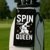 Spin Class Queen Cyclist Lover Indoor Spinning Gym Fitness Golf Towel thumb 2