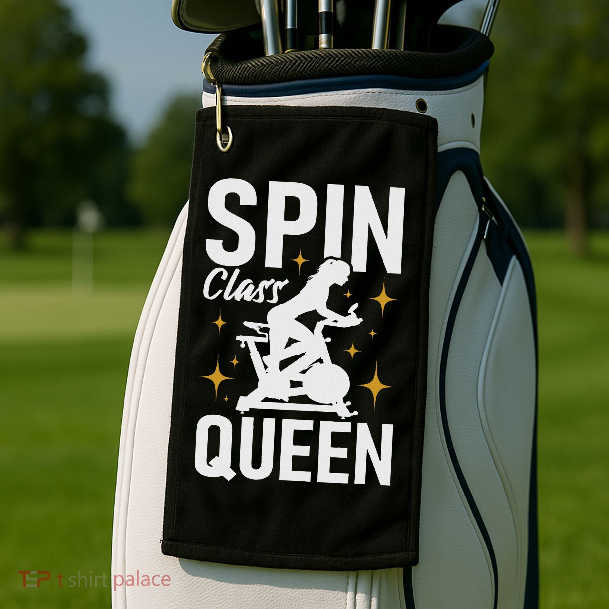 Spin Class Queen Cyclist Lover Indoor Spinning Gym Fitness Golf Towel
