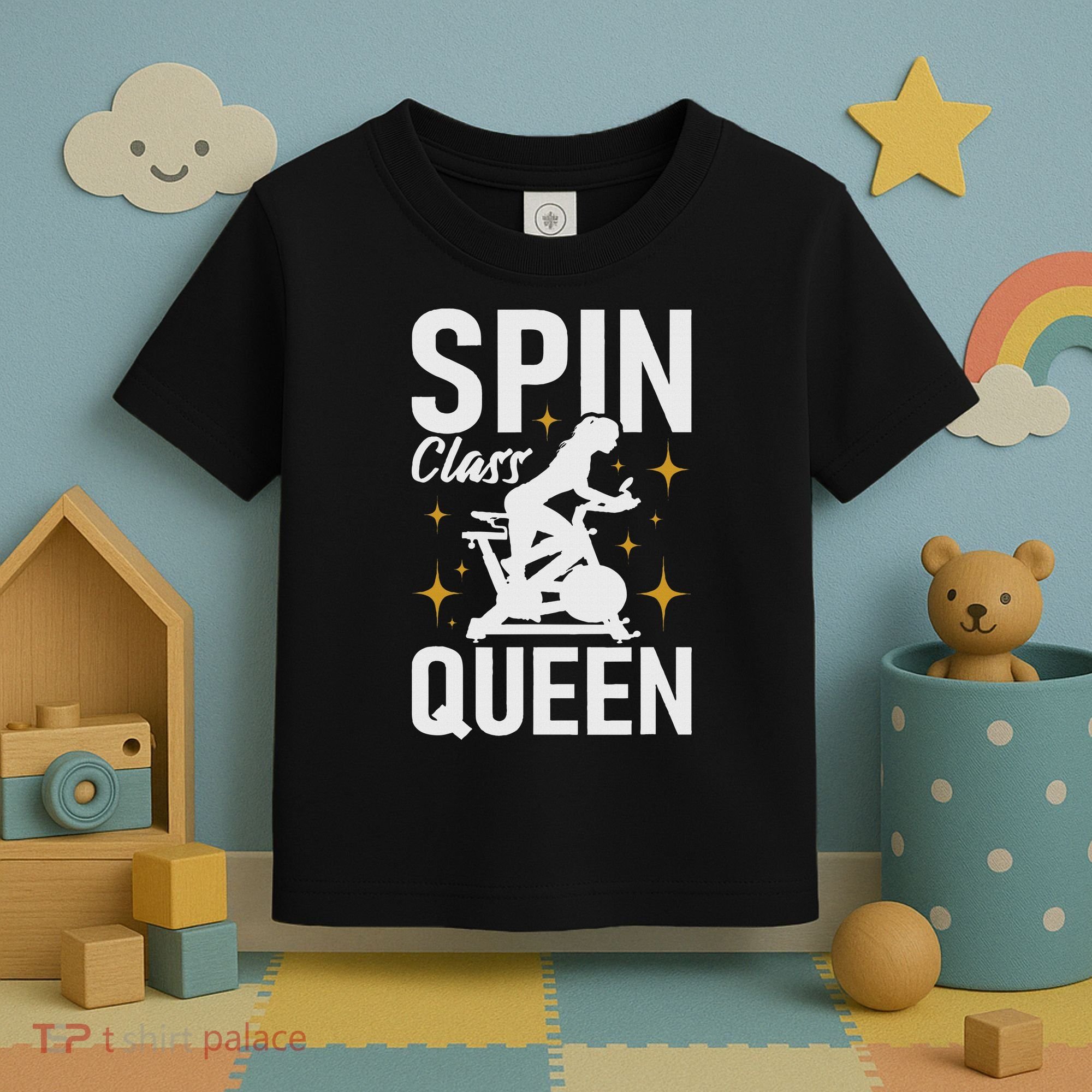 Spin Class Queen Cyclist Lover Indoor Spinning Gym Fitness Toddler T-Shirt