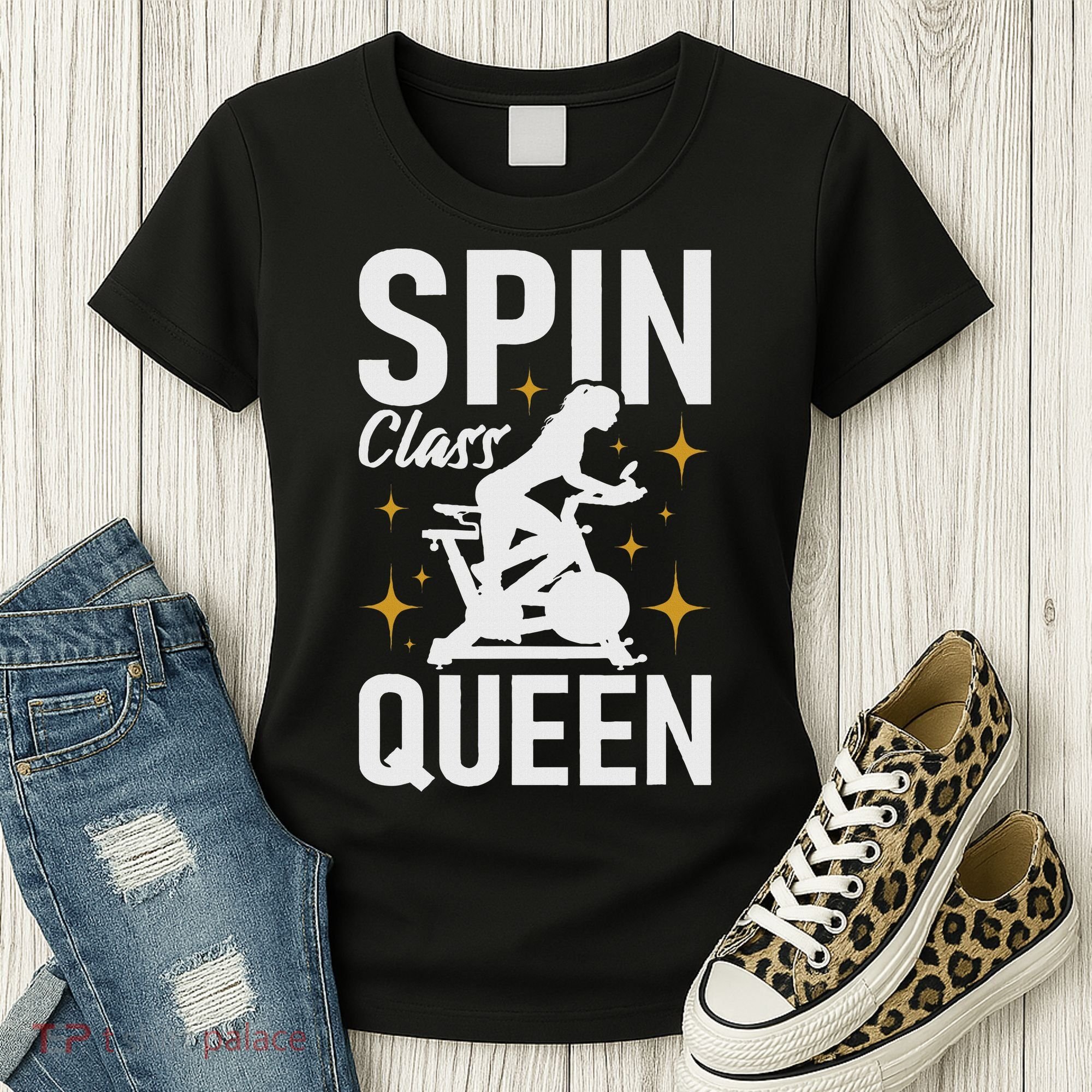 Spin Class Queen Cyclist Lover Indoor Spinning Gym Fitness Women's T-Shirt