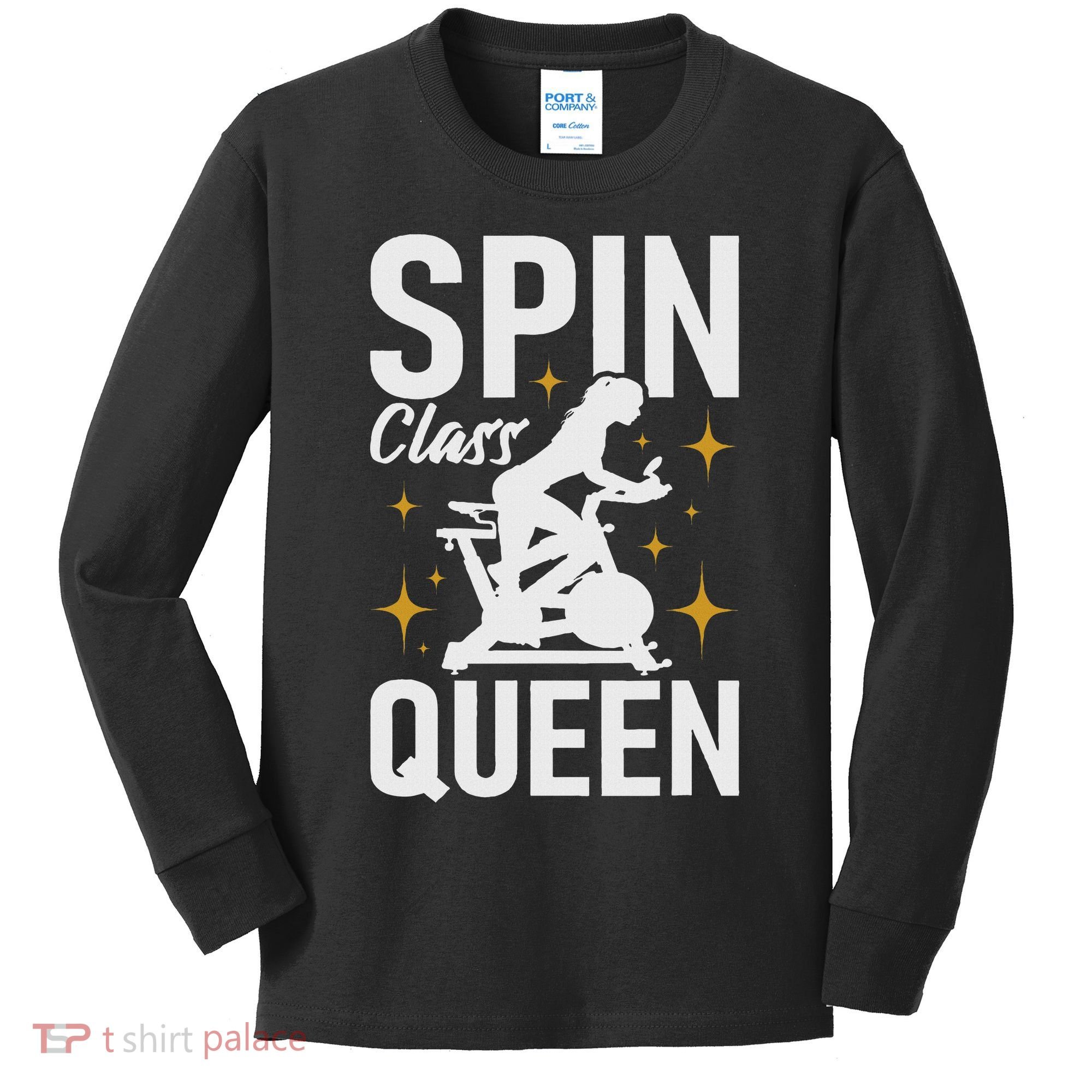 Spin Class Queen Cyclist Lover Indoor Spinning Gym Fitness Kids Long Sleeve Shirt