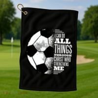 Soccer Christ Quote Golf Towel thumb 1