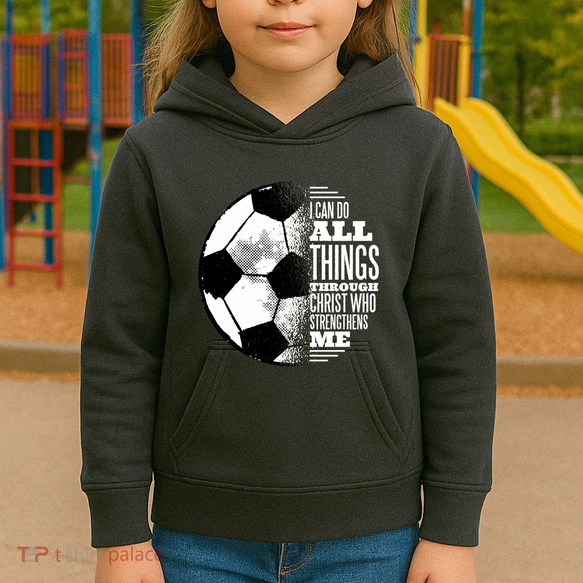 Soccer Christ Quote Kids Hoodie