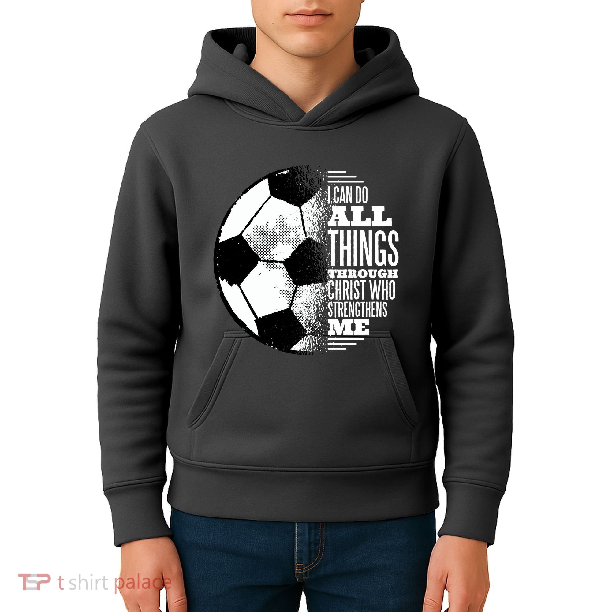 Soccer Christ Quote Kids Hoodie