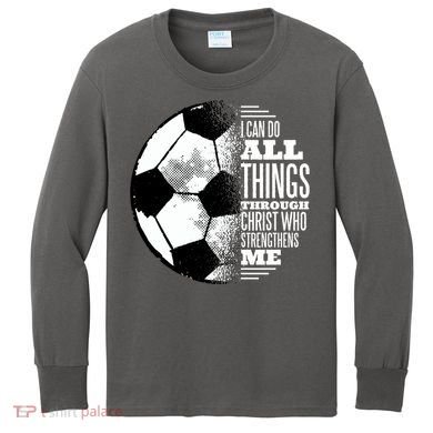 Soccer Christ Quote Kids Long Sleeve Shirt