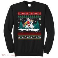 Santa Claus Riding On A Unicorn Ugly Christmas Funny Sweatshirt thumb 0