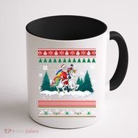 Santa Claus Riding On A Unicorn Ugly Christmas Funny Coffee Mug thumb 1