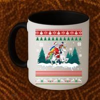 Santa Claus Riding On A Unicorn Ugly Christmas Funny Coffee Mug thumb 2