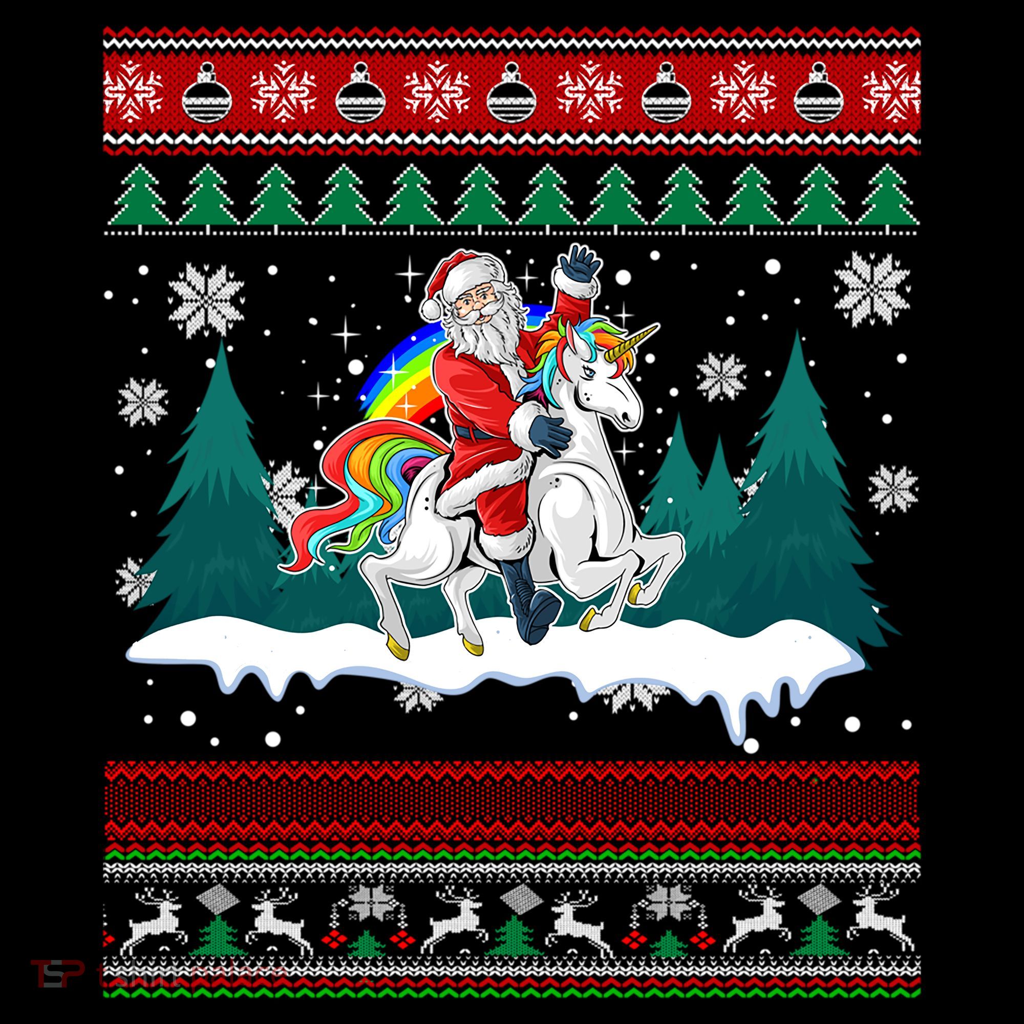 Santa Claus Riding On A Unicorn Ugly Christmas Funny Coffee Mug