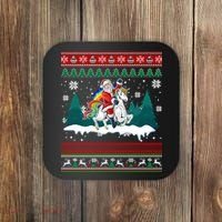 Santa Claus Riding On A Unicorn Ugly Christmas Funny Coaster thumb 0