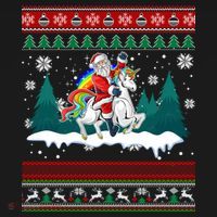 Santa Claus Riding On A Unicorn Ugly Christmas Funny Women's Hoodie thumb 2