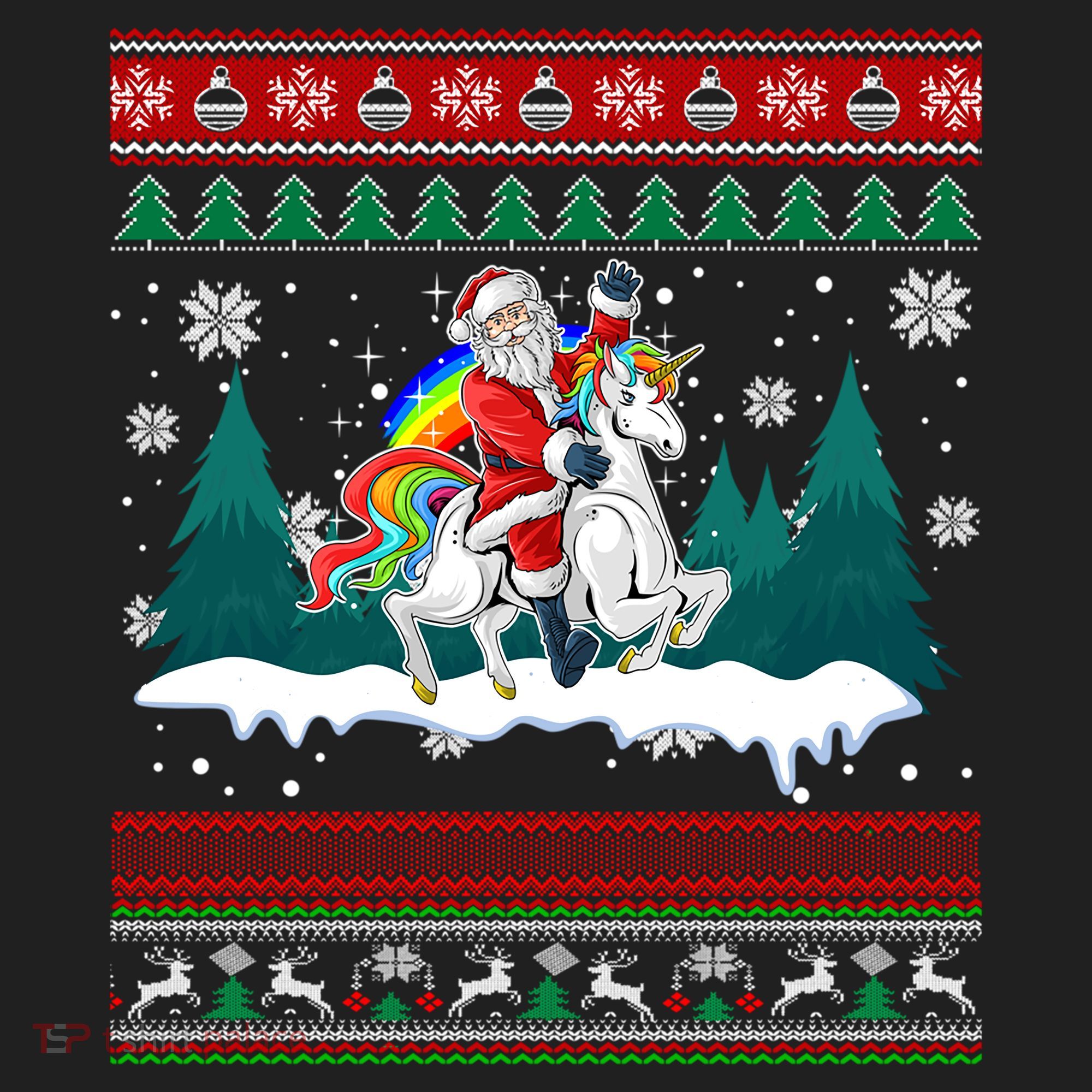 Santa Claus Riding On A Unicorn Ugly Christmas Funny Hat