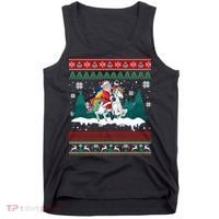 Santa Claus Riding On A Unicorn Ugly Christmas Funny Tank Top thumb 0