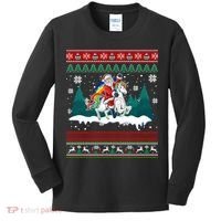 Santa Claus Riding On A Unicorn Ugly Christmas Funny Kids Long Sleeve Shirt thumb 0