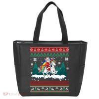 Santa Claus Riding On A Unicorn Ugly Christmas Funny Tote Bag thumb 0