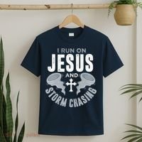 Storm Chaser Run On Jesus And Storm Chasing Tornado T-Shirt thumb 2