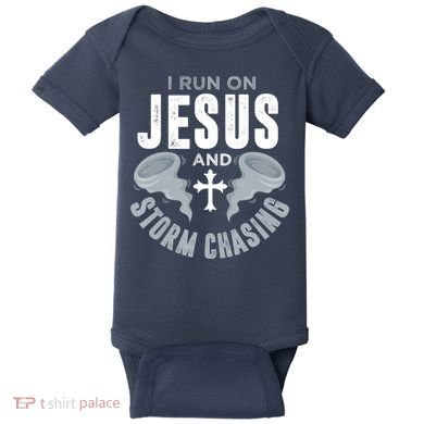 Storm Chaser Run On Jesus And Storm Chasing Tornado Baby Bodysuit