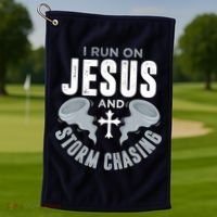 Storm Chaser Run On Jesus And Storm Chasing Tornado Golf Towel thumb 1