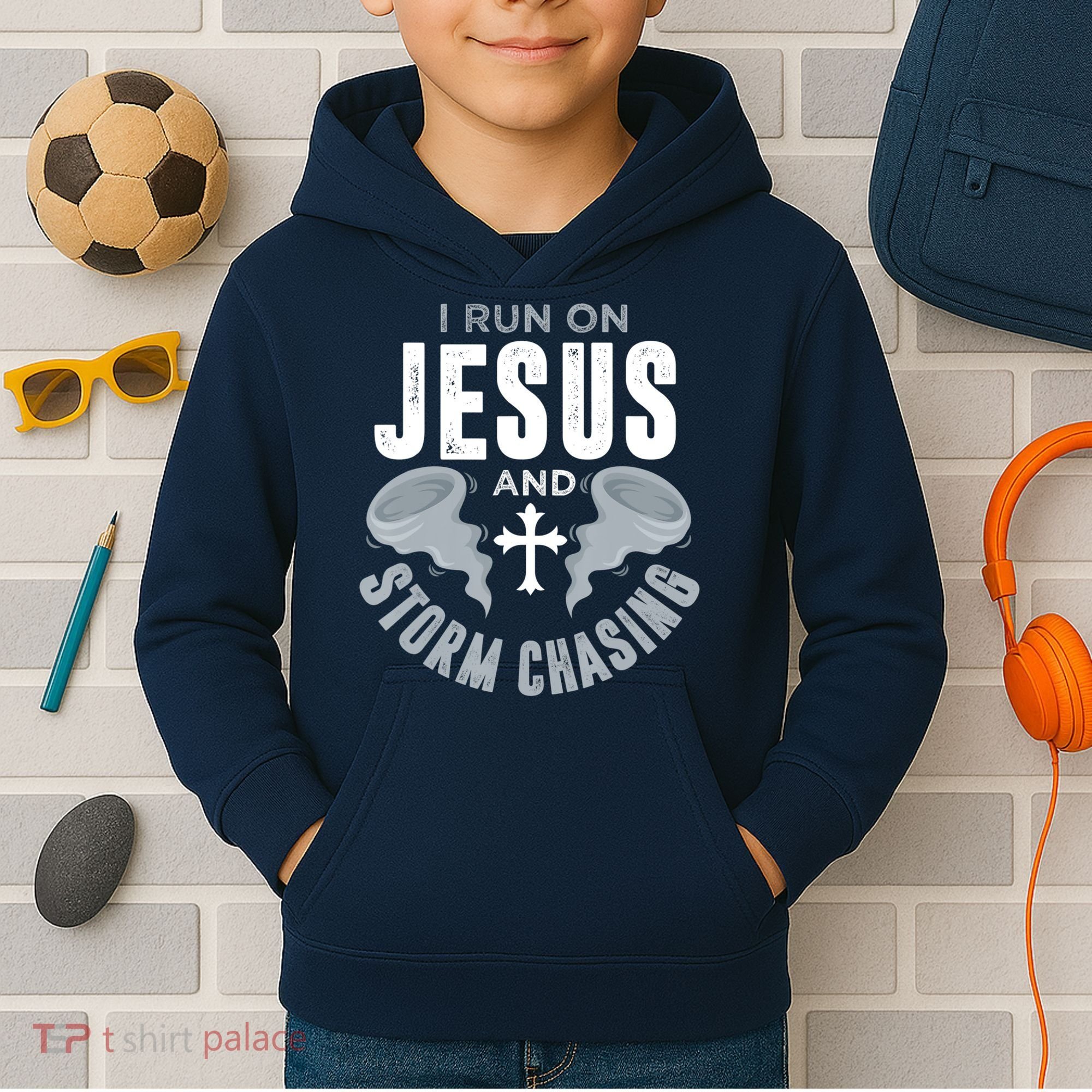 Storm Chaser Run On Jesus And Storm Chasing Tornado Kids Hoodie