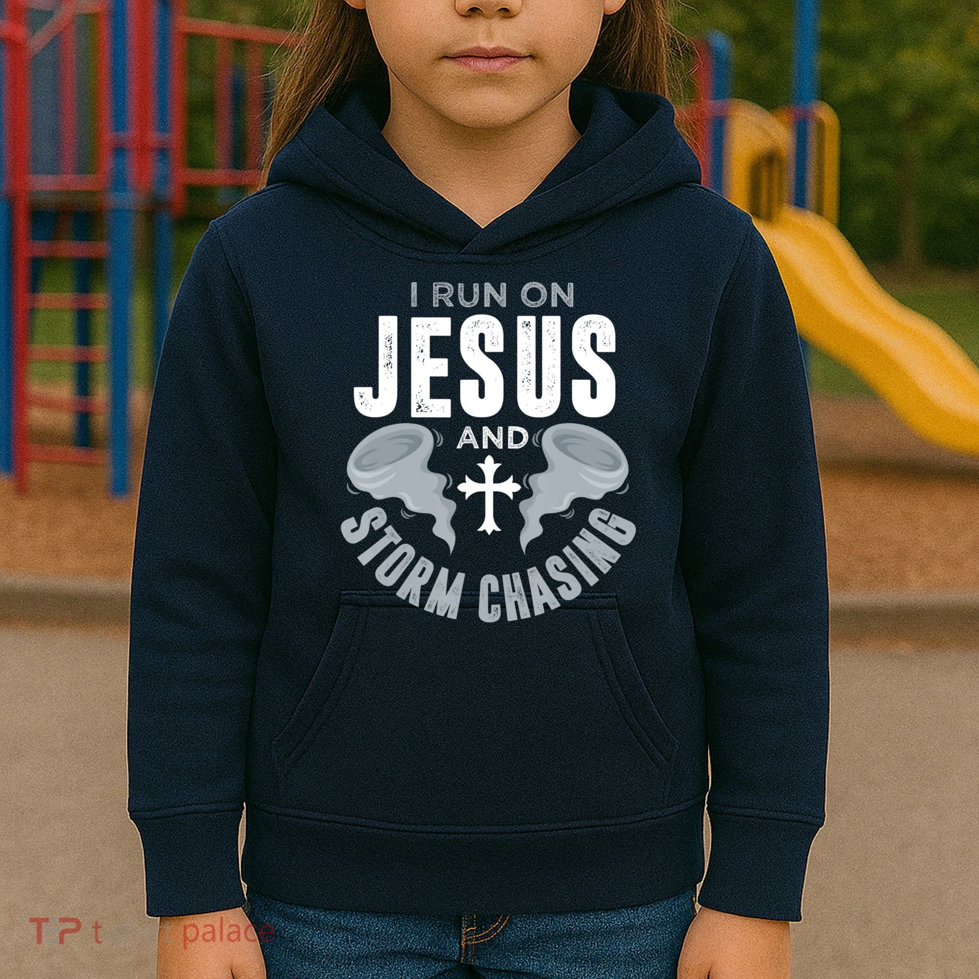 Storm Chaser Run On Jesus And Storm Chasing Tornado Kids Hoodie