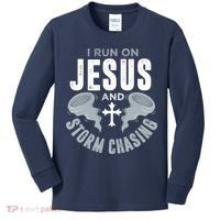 Storm Chaser Run On Jesus And Storm Chasing Tornado Kids Long Sleeve Shirt thumb 0
