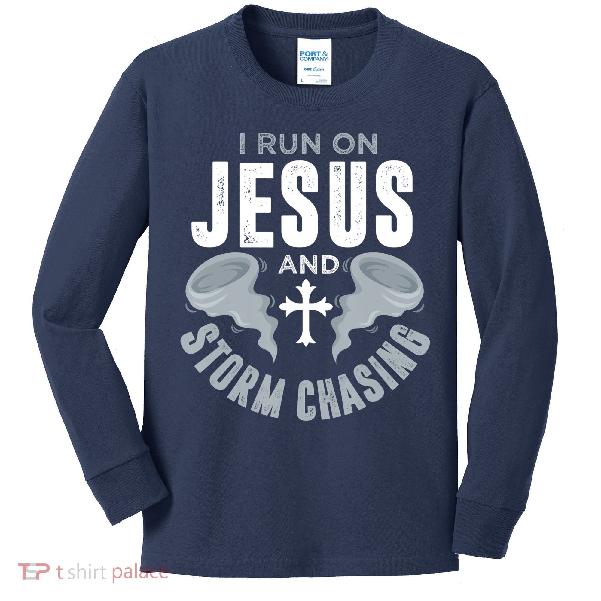 Storm Chaser Run On Jesus And Storm Chasing Tornado Kids Long Sleeve Shirt
