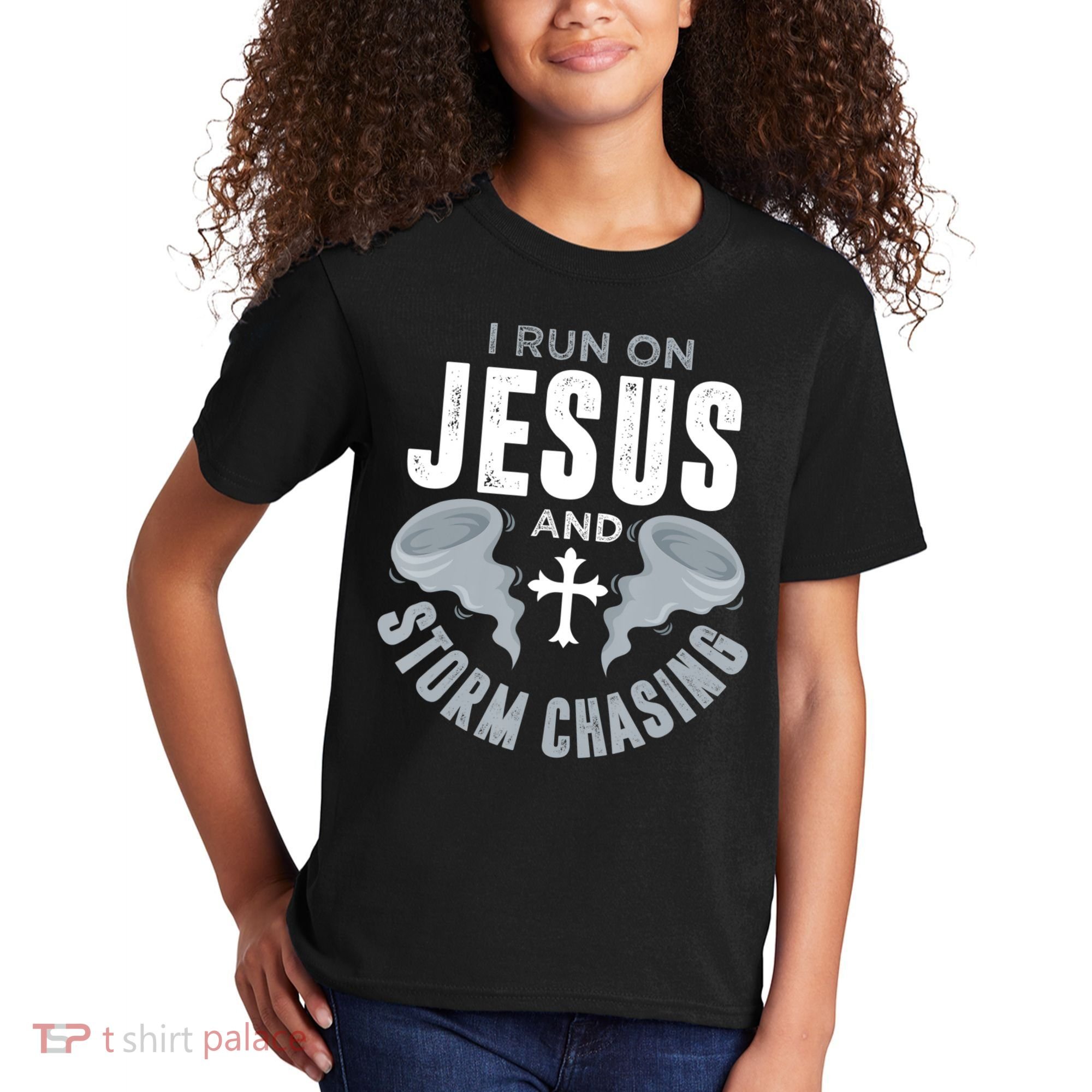 Storm Chaser Run On Jesus And Storm Chasing Tornado Kids T-Shirt