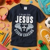 Storm Chaser Run On Jesus And Storm Chasing Tornado Kids T-Shirt thumb 3