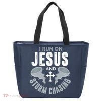 Storm Chaser Run On Jesus And Storm Chasing Tornado Tote Bag thumb 0
