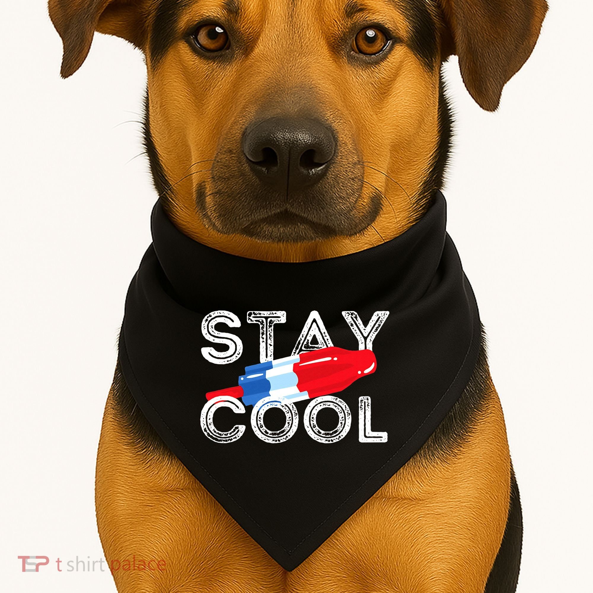 Stay Cool Rocket Pop Red White & Blue Popsicle Summer Gift USA-Made Doggie Bandana