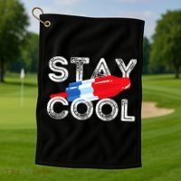 Stay Cool Rocket Pop Red White & Blue Popsicle Summer Gift Golf Towel thumb 1