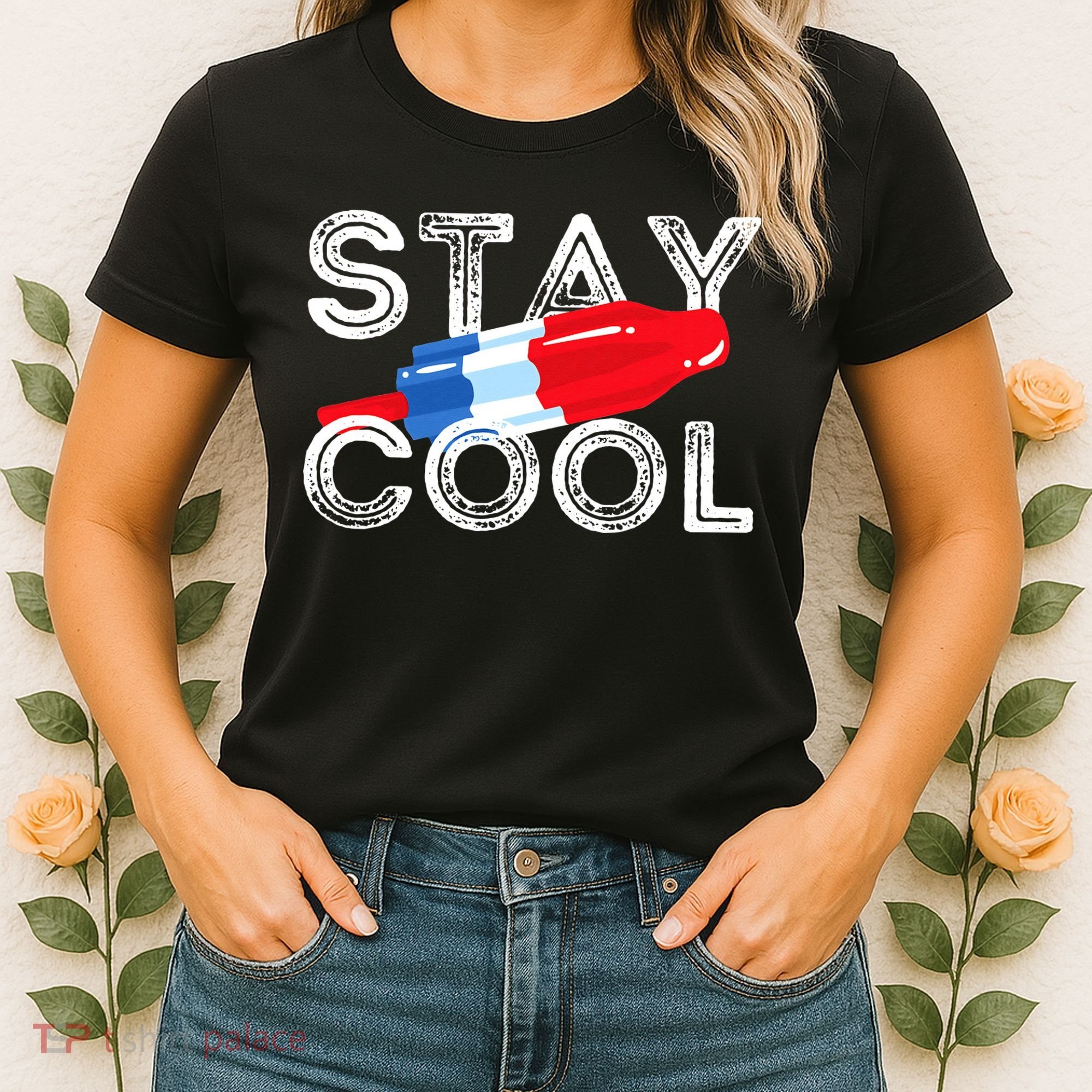 Stay Cool Rocket Pop Red White & Blue Popsicle Summer Gift Women's T-Shirt