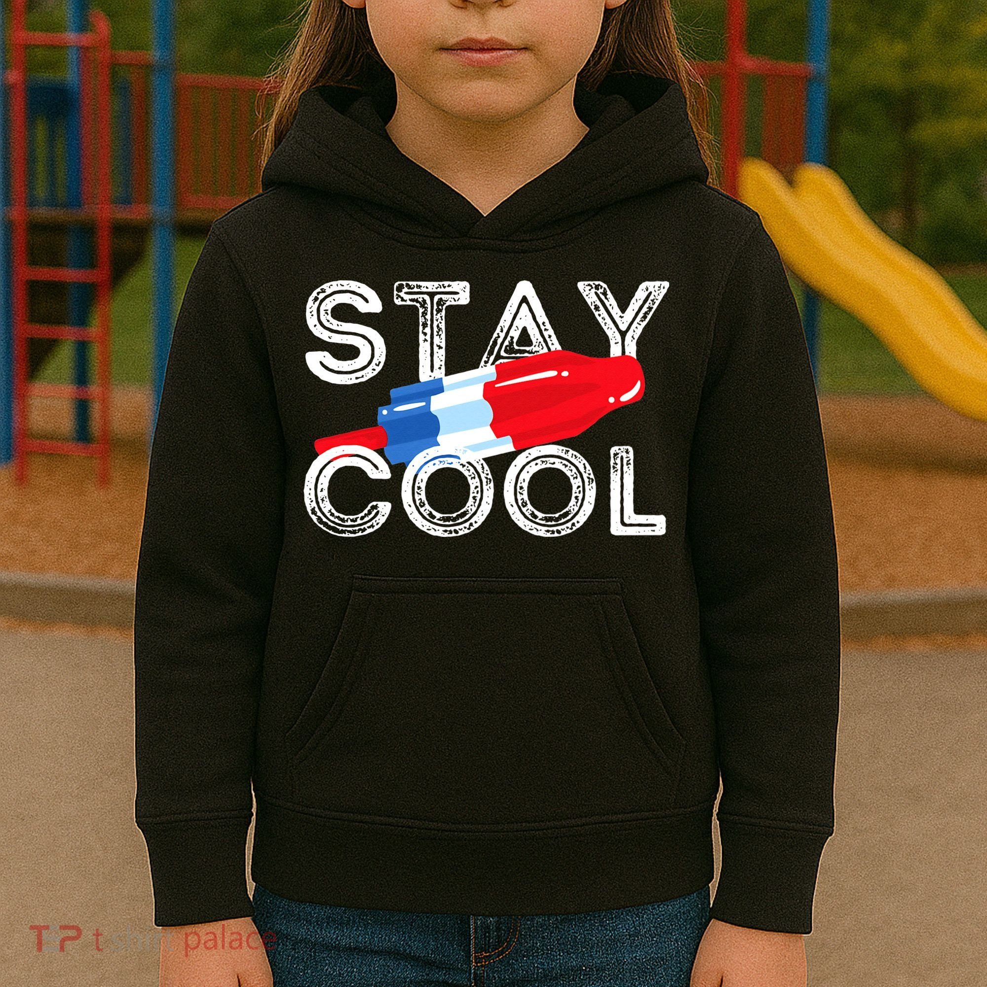 Stay Cool Rocket Pop Red White & Blue Popsicle Summer Gift Kids Hoodie