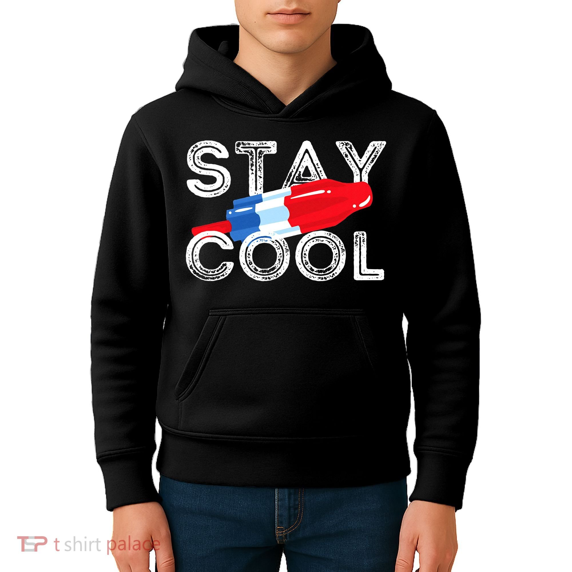 Stay Cool Rocket Pop Red White & Blue Popsicle Summer Gift Kids Hoodie