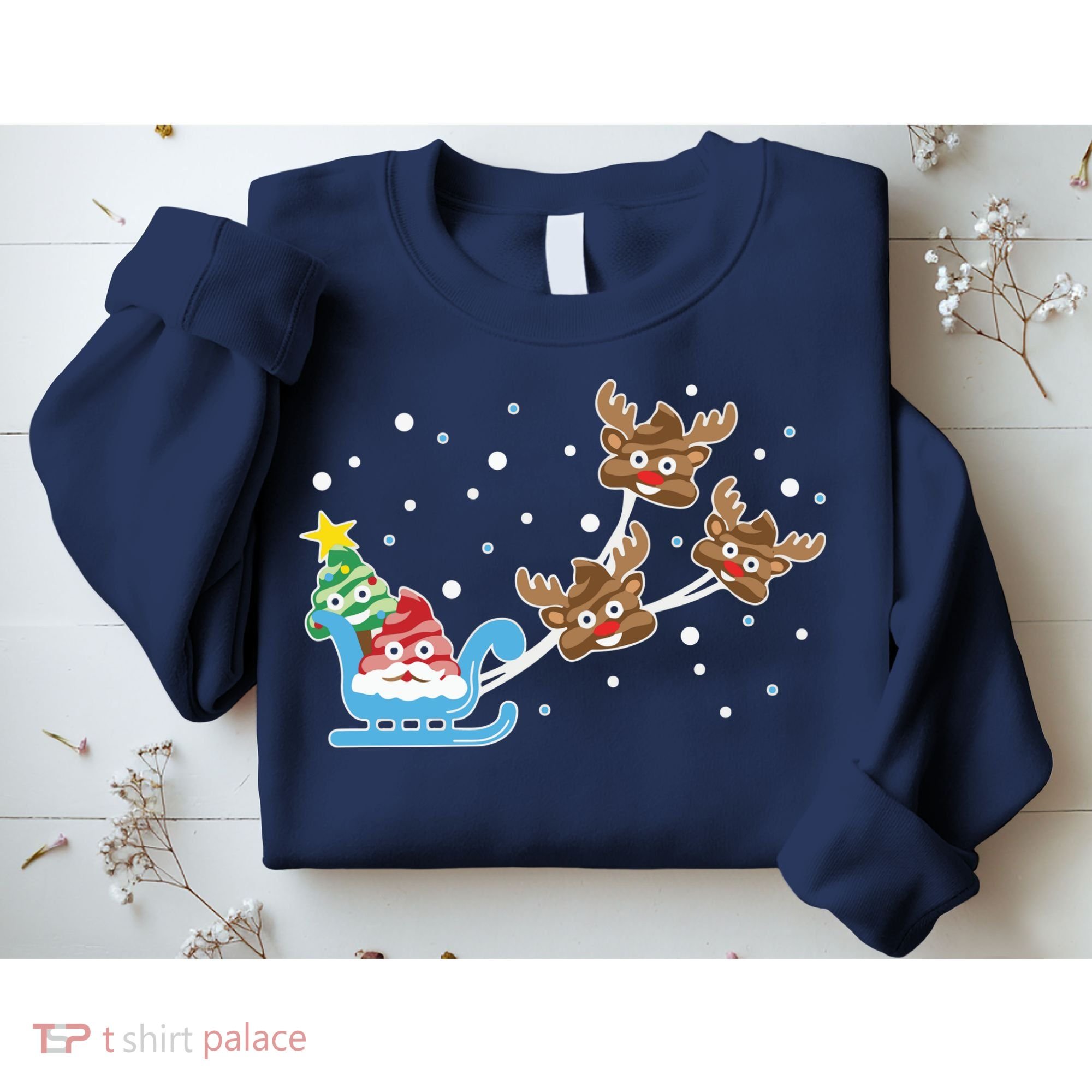 Santa Claus Reindeer Poop Emoticon Christmas Emoji Xmas Gift Sweatshirt