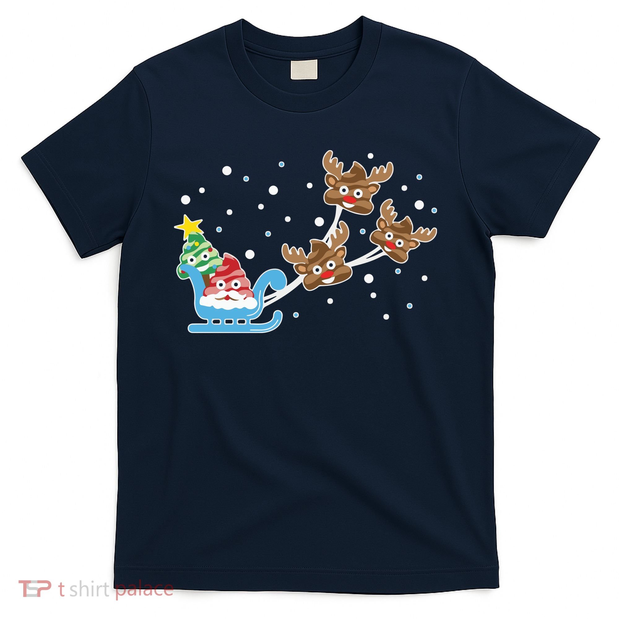 Santa Claus Reindeer Poop Emoticon Christmas Emoji Xmas Gift T-Shirt