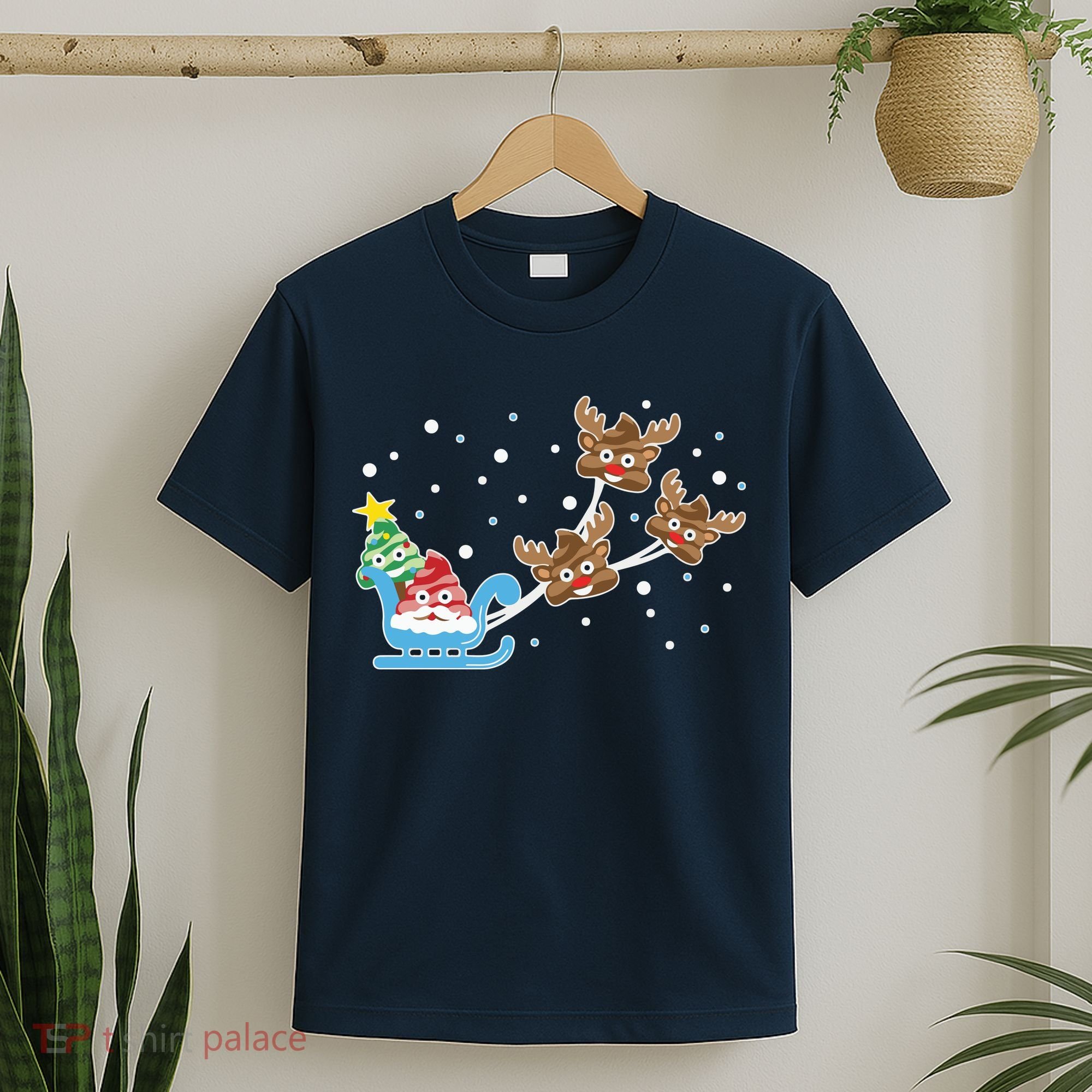 Santa Claus Reindeer Poop Emoticon Christmas Emoji Xmas Gift T-Shirt