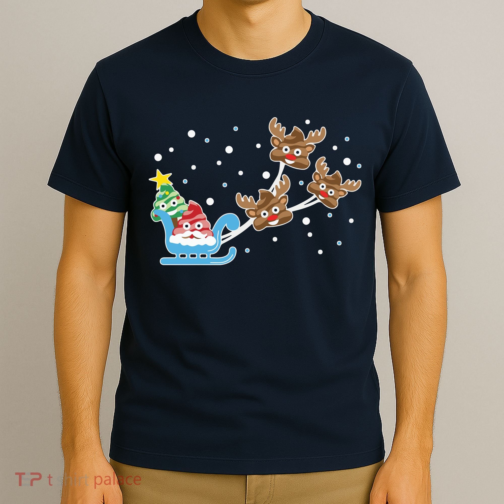 Santa Claus Reindeer Poop Emoticon Christmas Emoji Xmas Gift T-Shirt