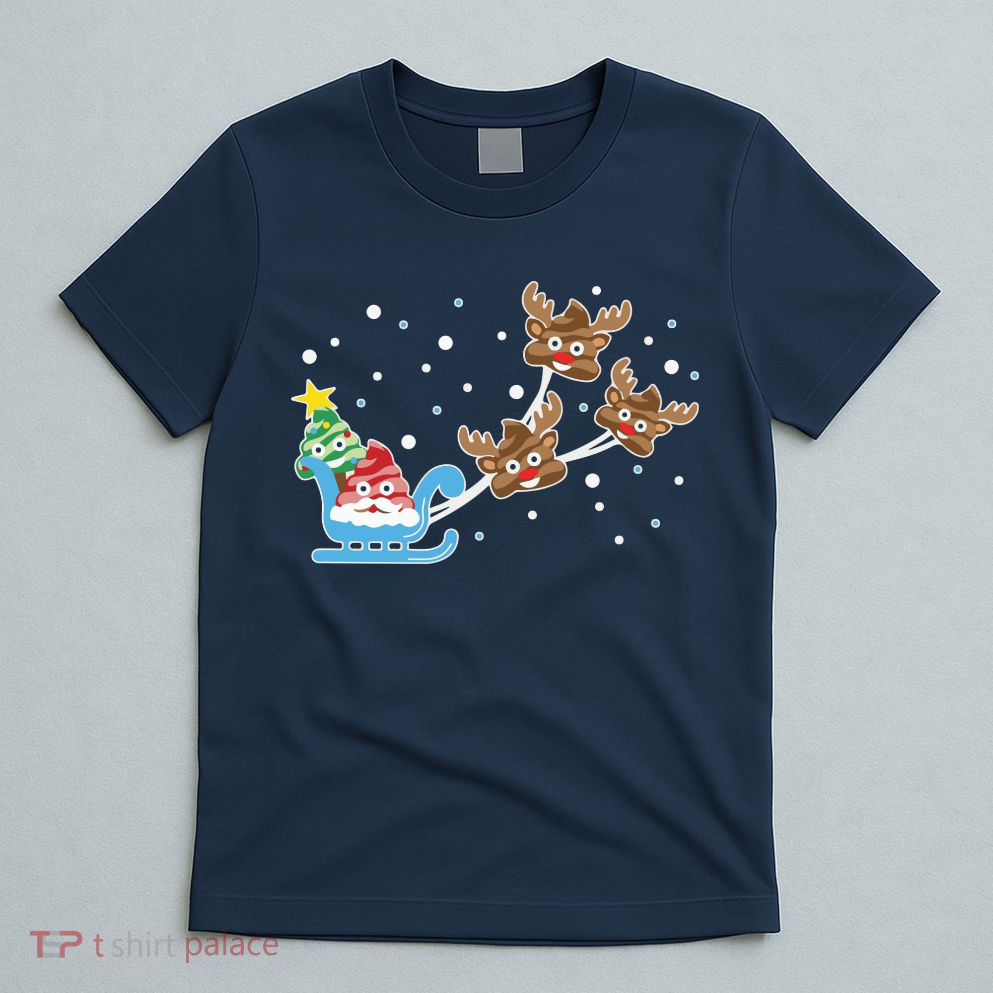 Santa Claus Reindeer Poop Emoticon Christmas Emoji Xmas Gift T-Shirt