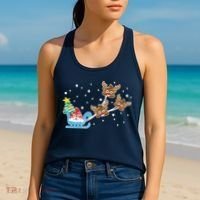 Santa Claus Reindeer Poop Emoticon Christmas Emoji Xmas Gift Women's Tank Top thumb 2