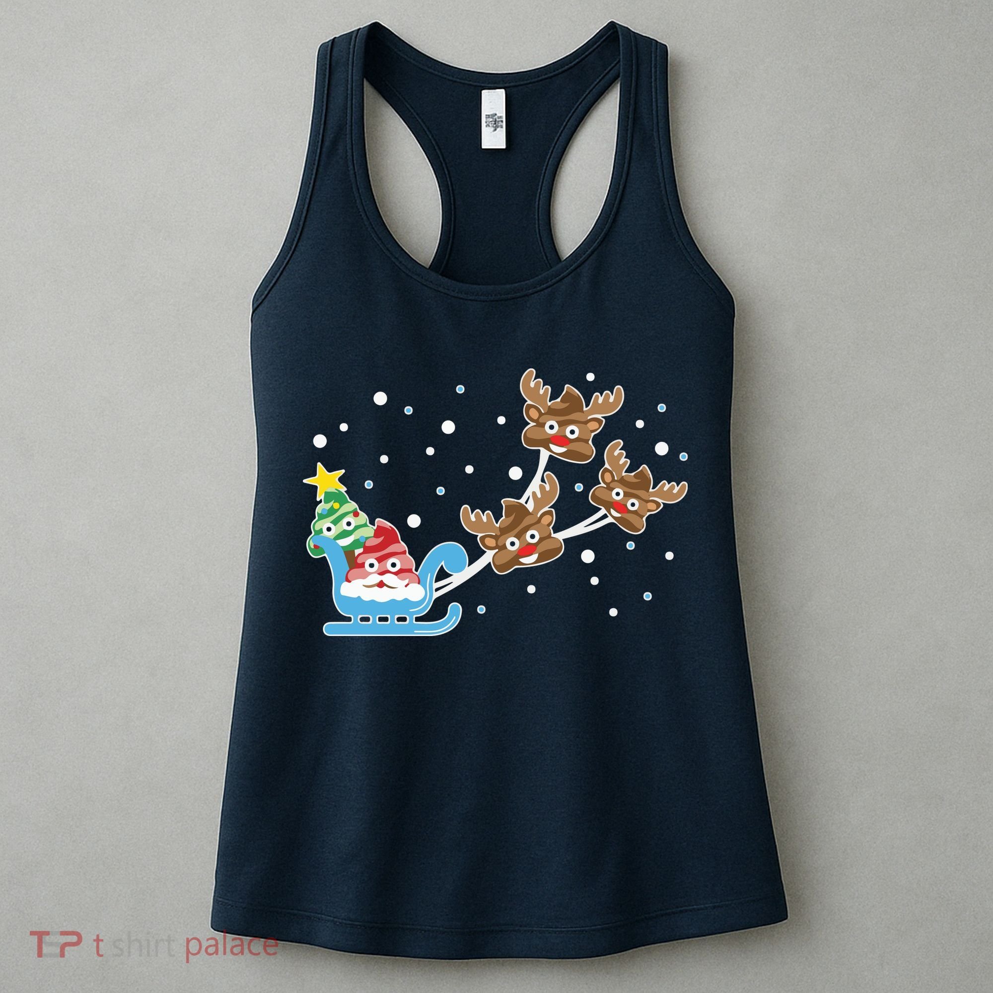 Santa Claus Reindeer Poop Emoticon Christmas Emoji Xmas Gift Women's Tank Top