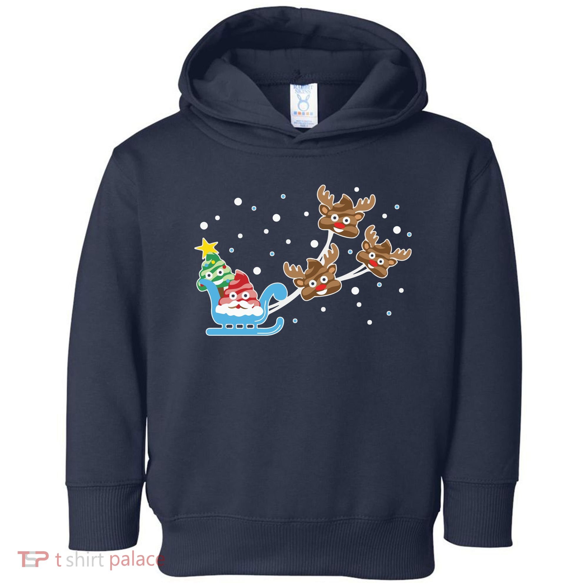 Santa Claus Reindeer Poop Emoticon Christmas Emoji Xmas Gift Toddler Hoodie