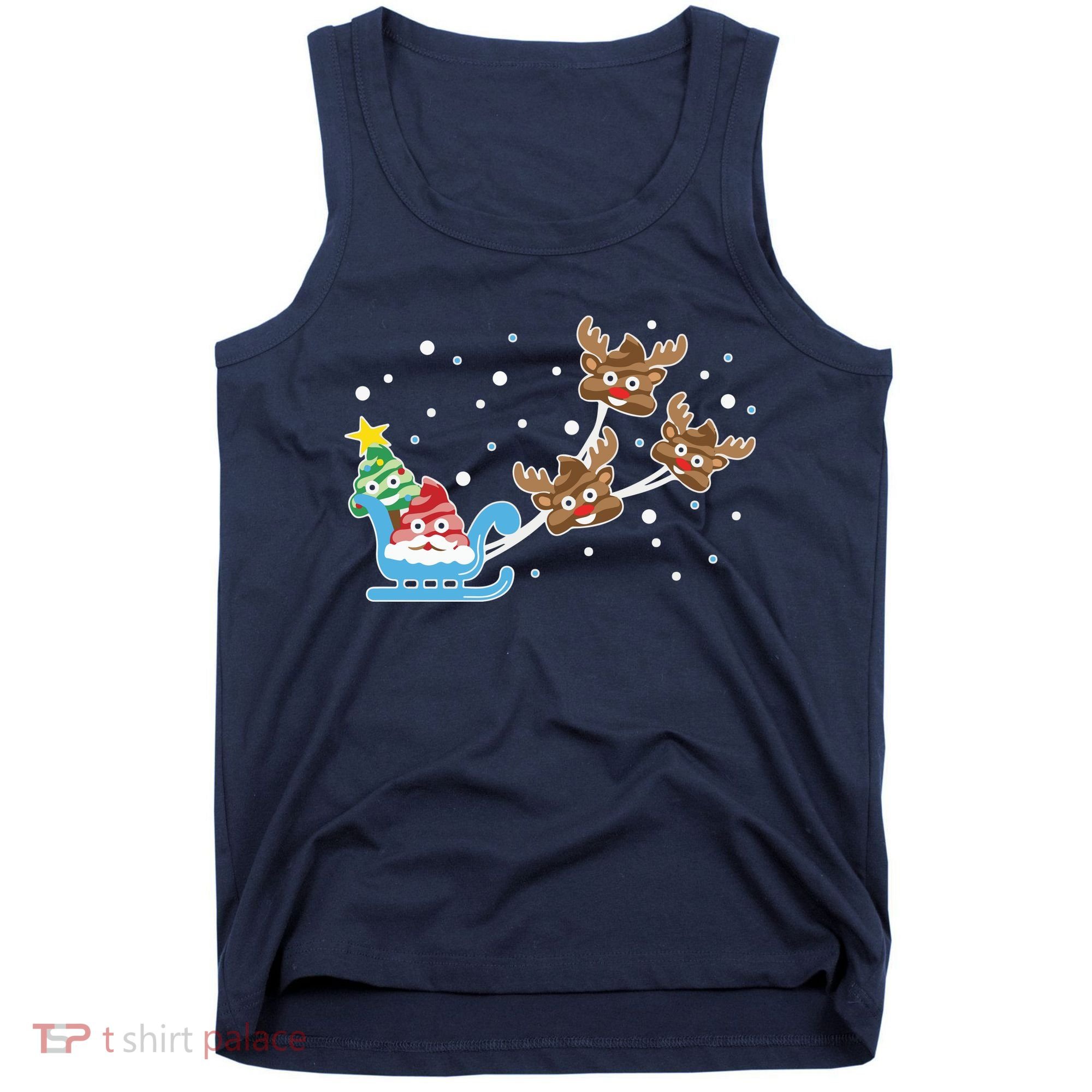 Santa Claus Reindeer Poop Emoticon Christmas Emoji Xmas Gift Tank Top