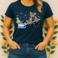 Santa Claus Reindeer Poop Emoticon Christmas Emoji Xmas Gift Women's T-Shirt thumb 2