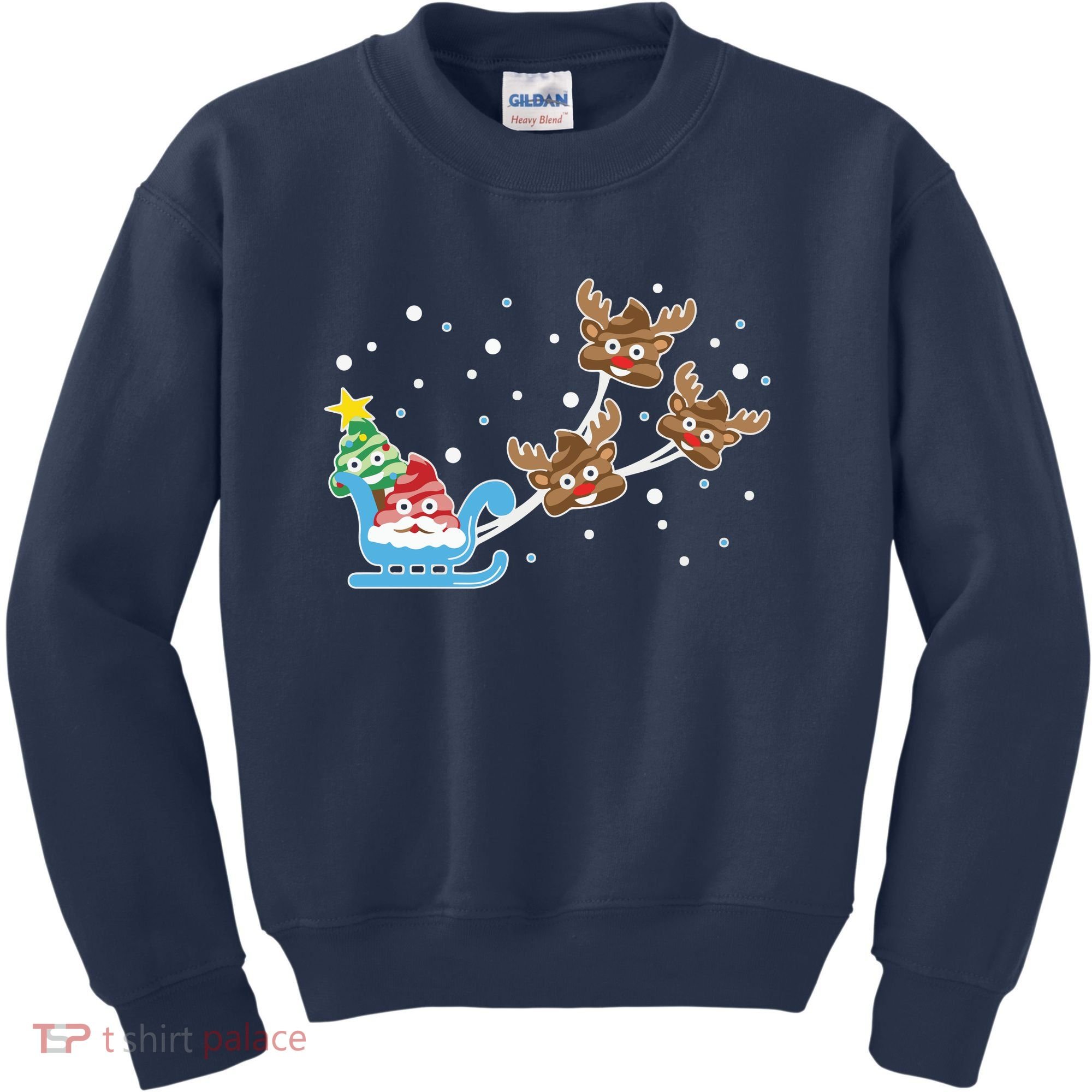 Santa Claus Reindeer Poop Emoticon Christmas Emoji Xmas Gift Kids Sweatshirt