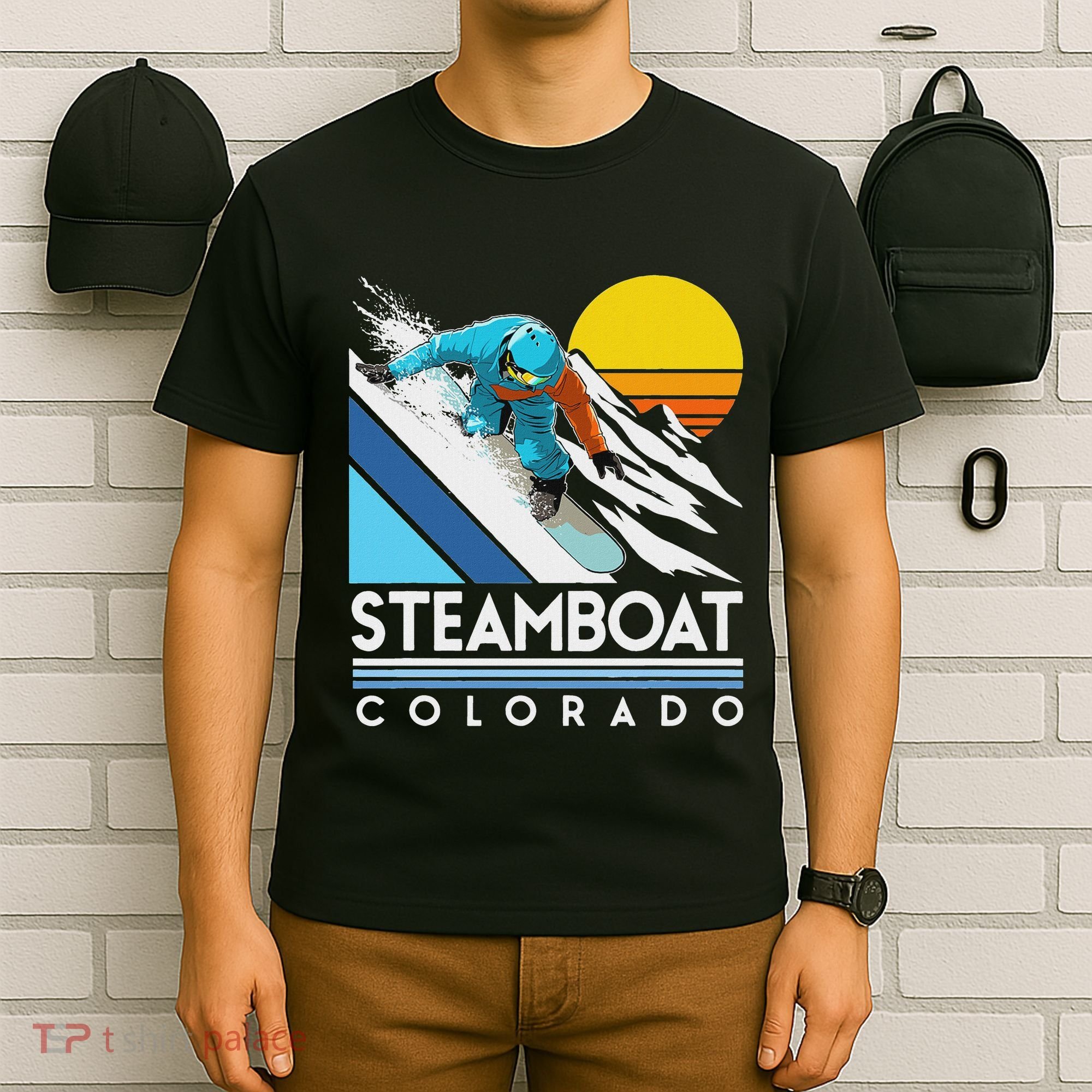 Steamboat Colorado Retro Snowboard T-Shirt