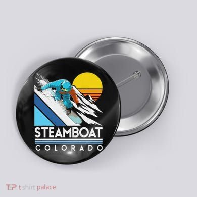 Steamboat Colorado Retro Snowboard Button